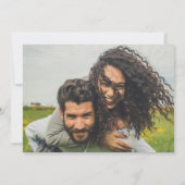 紫色の写真の結婚式QRコードを招待救日 招待状 (裏面)