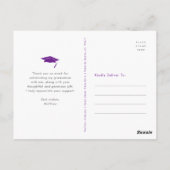 紫色の写真はっきりした卒業タイポグラフィ感謝していユー ポストカード (裏面)