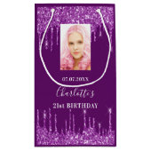 紫色の写真グリッターの滴下写真 スモールペーパーバッグ (裏面)