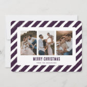 紫色の写真コラージュのメリークリスマス シーズンカード (正面)