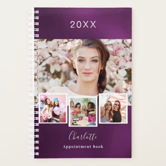 紫色の写真コラージュアポイントメント2026 プランナー手帳 (正面)