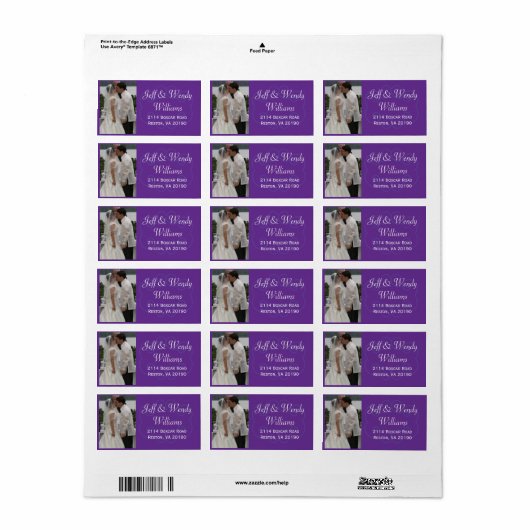 紫色の写真ラベル ラベル (フルシート)