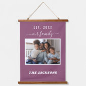 紫色の写真名スクリプト 吊り下げ型タペストリー (正面)