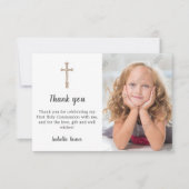 紫色の写真最初の聖餐式サンキューカード サンキューカード (正面)