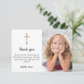 紫色の写真最初の聖餐式サンキューカード サンキューカード (スタンド正面)