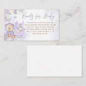 紫色の冬のクマ赤ちゃんシャワーベビー エンクロージャーカード (正面/裏面)