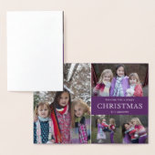 紫色の冬のクリスマスの写真のコラージュ 箔カード (ディスプレー)