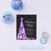 紫色の冬のクリスマスツリー招待状プログラムメニュー チラシ (シングル)