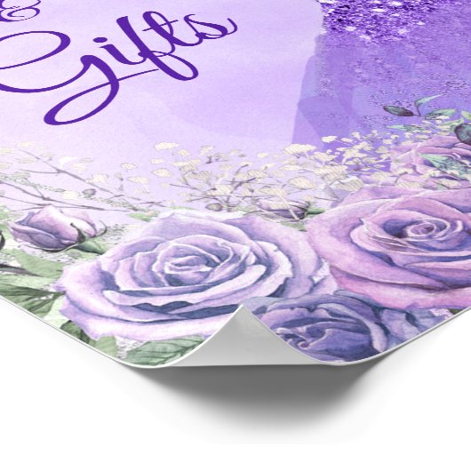 紫色の冬のスノーフレークのミスキンスのカードのギフト ポスター (角)