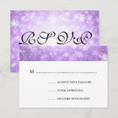 紫色の冬の不思議の国エレガントな結婚RSVP 出欠カード (正面/裏面)