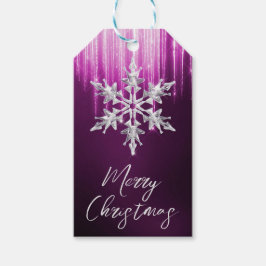 紫色の冬の氷柱クリスマスにガラスのスノーフレーク ギフトタグ