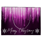 紫色の冬の氷柱クリスマスにガラスのスノーフレーク ラージペーパーバッグ (裏面)