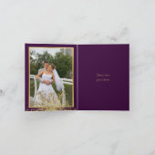 紫色の冬の結婚式の金ゴールドの雪片は感謝していしています サンキューカード (内部)