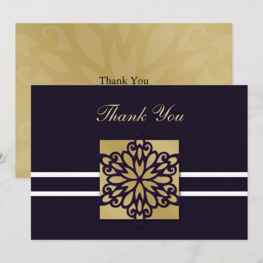 紫色の冬の結婚式 招待状 (正面/裏面)