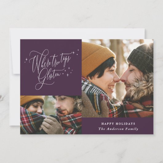 紫色の冬モダン林写真数々のクリスマス シーズンカード (正面)