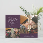 紫色の冬モダン林写真数々のクリスマス シーズンカード (スタンド正面)