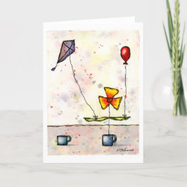 紫色の凧の花グリーティングカード カード