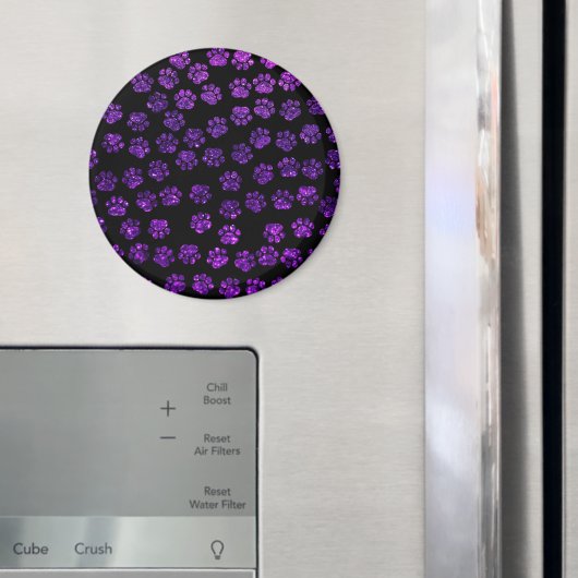 紫色の前足、グリッターの前足、紫のグリッター、犬 マグネット (インサイチュ (冷蔵庫))