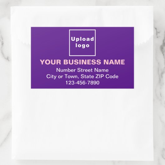 紫色の勤務先の住所と電話番号 長方形シール (バッグ)