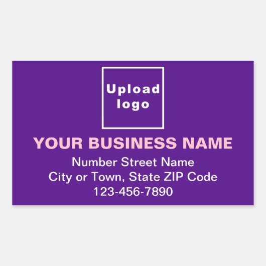紫色の勤務先の住所と電話番号 長方形シール (正面)