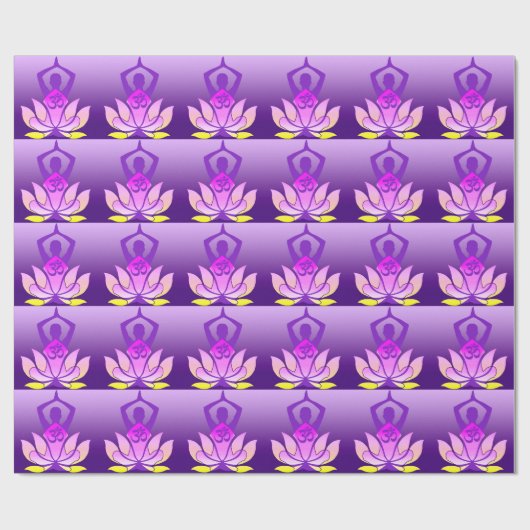 紫色の勾配のOmのはすの花のヨガの姿勢 ラッピングペーパー (フラット)