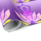 紫色の勾配のOmのはすの花のヨガの姿勢 ラッピングペーパー (ロールコーナー)