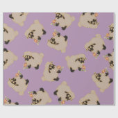 紫色の包装紙の間抜けな太字のヒツジ ラッピングペーパー (フラット)