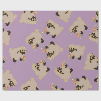 紫色の包装紙の間抜けな太字のヒツジ ラッピングペーパー