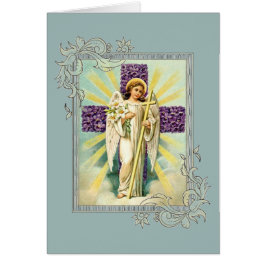 紫色の十字とのヴィンテージの天使