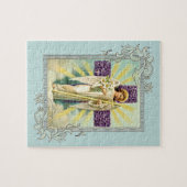 紫色の十字とのヴィンテージの天使 ジグソーパズル (横)