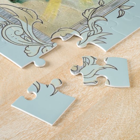 紫色の十字とのヴィンテージの天使 ジグソーパズル (側面)