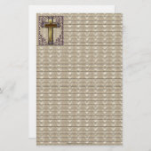 紫色の十字によって並べられる静止した 便箋 (正面/裏面)