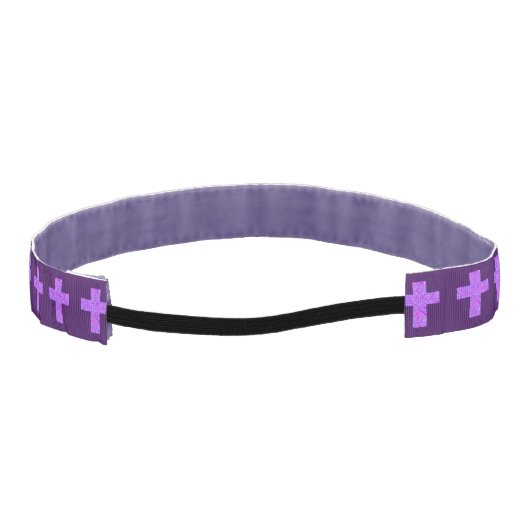 紫色の十字のキリスト教の記号の信頼の宗教 アスレチックヘッドバンド (裏面)