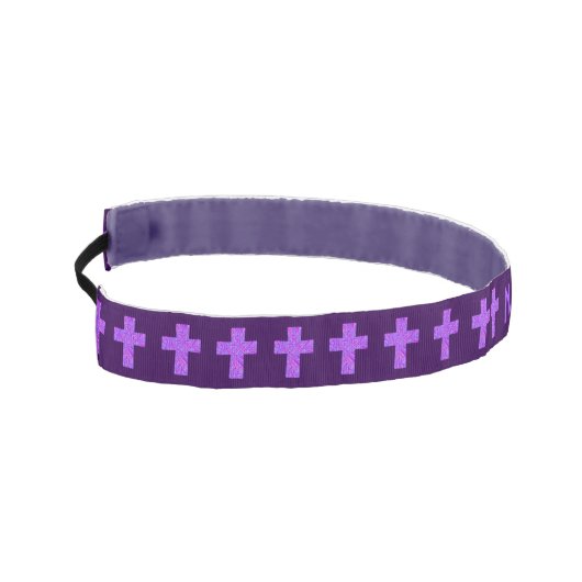 紫色の十字のキリスト教の記号の信頼の宗教 アスレチックヘッドバンド (左)