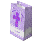 紫色の十字のキリスト教の記号の信頼イースター スモールペーパーバッグ (裏面アングル)