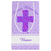 紫色の十字のキリスト教の記号の信頼イースター スモールペーパーバッグ (正面)
