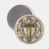 紫色の十字磁石 マグネット (正面/裏面)