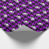 紫色の千鳥格子の及びスカル ラッピングペーパー (角)