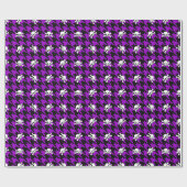 紫色の千鳥格子の及びスカル ラッピングペーパー (フラット)