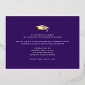 紫色の卒業写真はっきりしたキャモダンップ実在金ゴールド 箔招待状 (裏面)