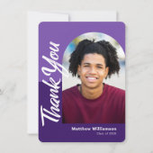 紫色の卒業写真はっきりしたArchスクリプモダント サンキューカード (正面)