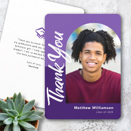 紫色の卒業写真はっきりしたArchスクリプモダント サンキューカード