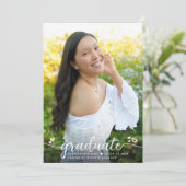 紫色の卒業写真モダン書道ハート 案内状 (スタンド正面)