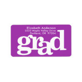 紫色の卒業式のモダンタイポグラフィアドレス ラベル (正面)