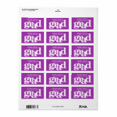 紫色の卒業式のモダンタイポグラフィアドレス ラベル (フルシート)