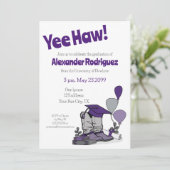 紫色の卒業式キャップカウボーイブーツの配置 招待状 (スタンド正面)