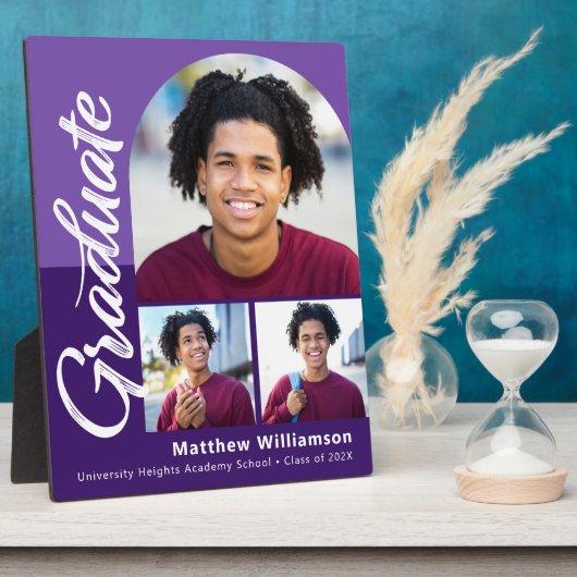 紫色の卒業式3フォトアーはっきりしたチスクリプトモダン フォトプラーク (側面)