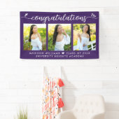 紫色の卒業式3写真モダン書道ハート 横断幕 (インサイチュ)