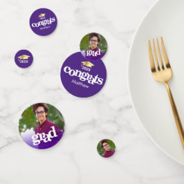 紫色の卒業式3枚の写真のモダンタイポグラフィ コンフェッティ