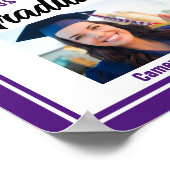 紫色の卒業生カスタマイズ成の写真パーティー ポスター (角)